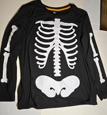 Halloween Way To Celebrate - Black Skeleton Long Sleeve T-Shirt 'L'  12-14 NWOT