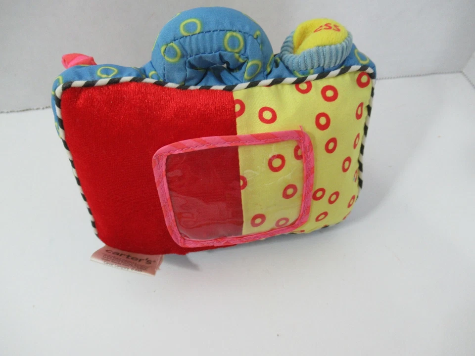 Carters pelúcia Minha primeira câmera vermelho azul pendurado link bebê brinquedo macio porta-foto - Imagem 2 de 4