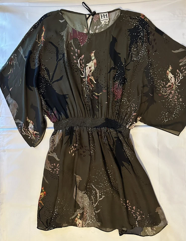 Haute Hippie Bird Print Smocked Waist Dress Size Medium - Image 4 of 4