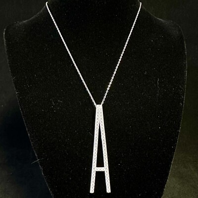 Initial Letter A Pendant 16-20'' Chain Necklace Sterling Silver Signed Nicky Roxx