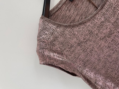 Body Flirt Top Lurex Metallic T-Shirt Pink Rose Gold SMALL / UK 10-12 -NEW - Picture 3 of 8