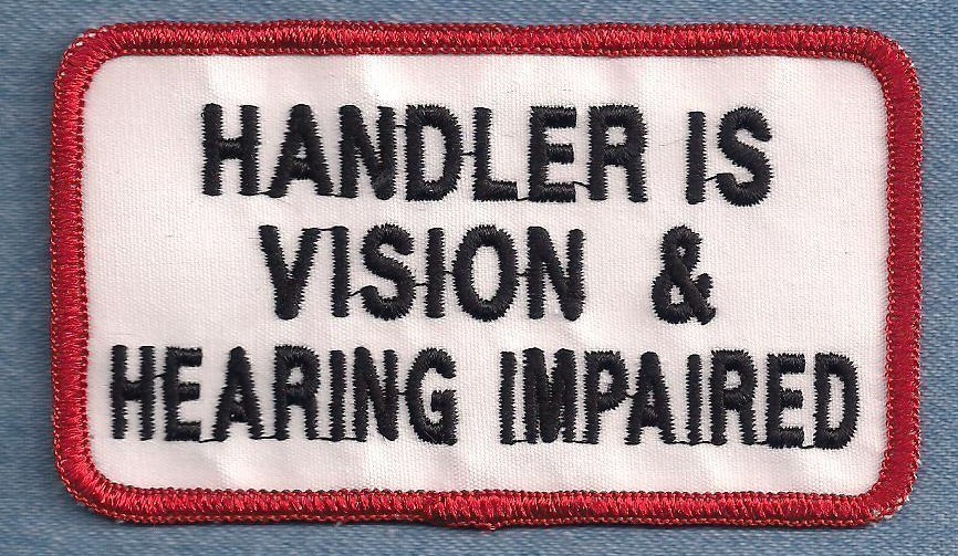 HANDLER IS VISION HEARING service dog vest patch