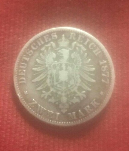 MONEDA ALEMANA PLATA DOS MARCOS 1877 - j - Imagen 4 de 7