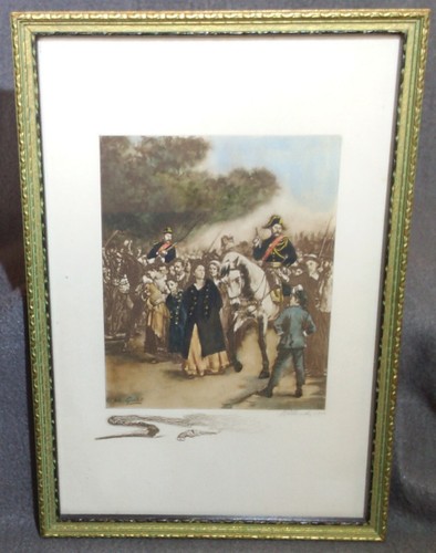 Estampado en acuarela Atq Jules Girardet L'arrestation de Louise Michel enmarcado Francia - Imagen 9 de 12