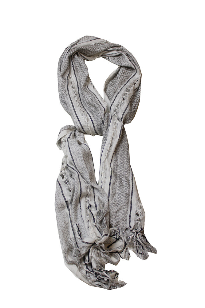 Белый шарф открытого плетения в металлическую полоску Collection Xiix OS