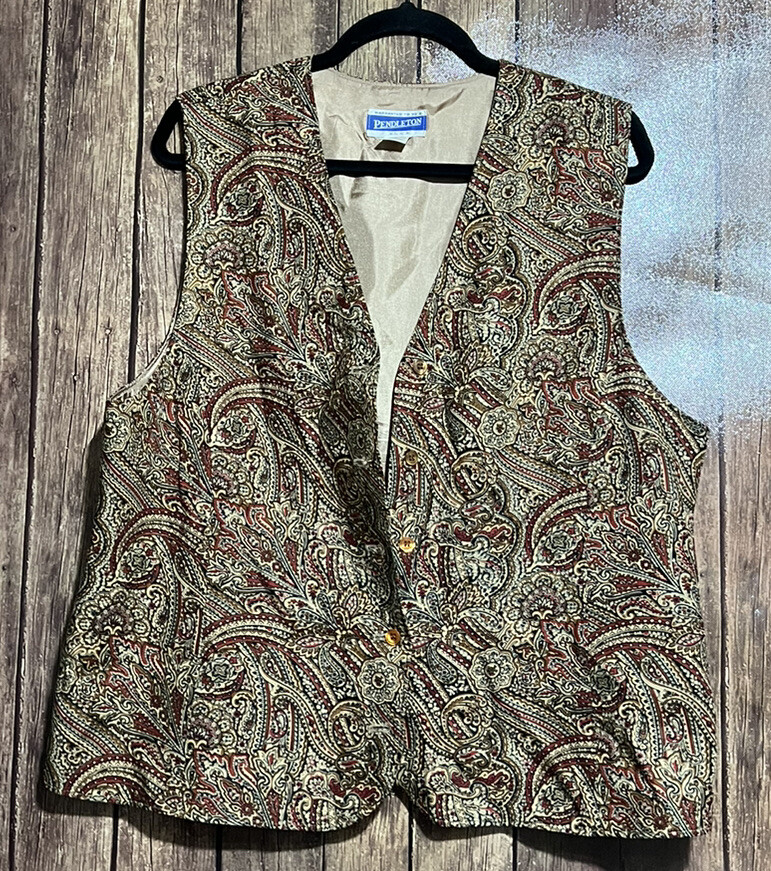 Vintage Pendleton Plus Rayon Brown/Red Piasley Ve… - image 2