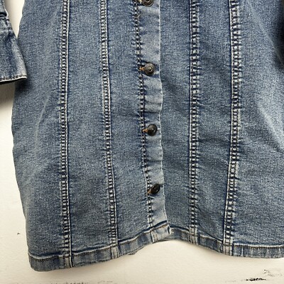 h&m denim puff sleeve dress H&M Puff-sleeved Denim Shirt Dress Medium Blue