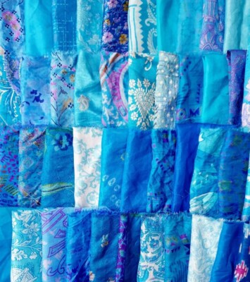 ON Huge Lot 100% Aqua Pure Silk Vintage Sari Fabric Quilting Cuts Craft Easter