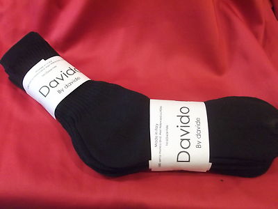 Mens socks casual made in Italy 100%cotton 4 pair black solid davido socks 10-13