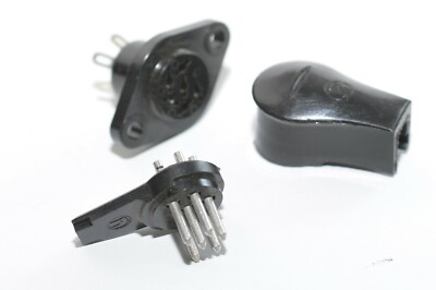 Hirschmann WIST6 / MEB6 Winkel-Stecker mit Buchse, 6-polig, Oldtimer, Revox, NOS