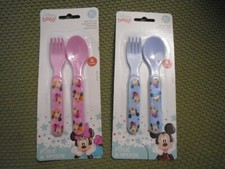New 2 X 2 Counts Disney Baby Fork  Spoon Mickey Mouse or Minnie Mouse BPA-Free