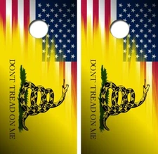 Don't Tread On Me Cornhole Board Wrap LAMINATED Wraps Decals Vinyl Sticker #4460