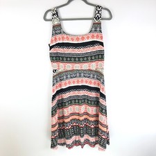 Ann Taylor LOFT Dress A Line Sleeveless Striped Geometric Orange Black Size 6