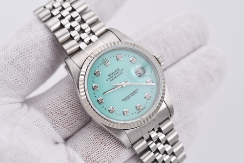 Rolex Datejust 16234 White Gold Bezel Custom Tiffany Dial 36mm - Picture 13 of 16