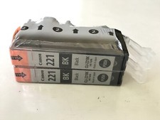 New Genuine Canon CLI-221 Black Ink Cartridges - Factory Sealed - 2-Pack