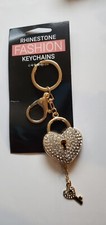FASHION HEART KEY CHAIN Crystal Rhinestone Charm Gift