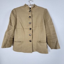 Vintage 90s Lauren Ralph Lauren 100 Linen Jacket Blazer 10 Khaki Tan Preppy