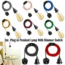 Plug in Pendant Light Kit with 2M Fabric Flex Cable Switch Hanging Lamp Kit E27