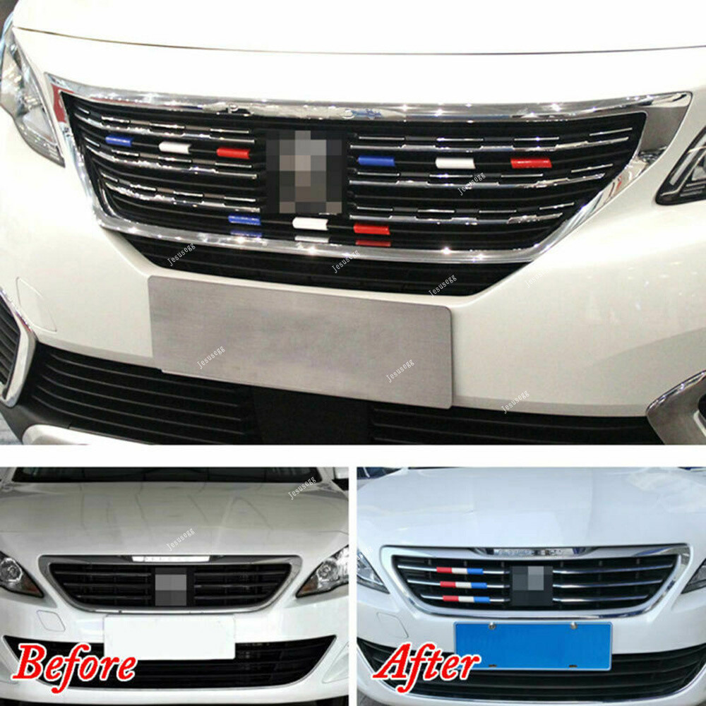3X France Flag Color Car Front Grill Cover Trim Fit for Peugeot 301