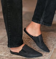 JENNI KAYNE Oiled Leather Mule Black Size 6 EU 36 Pointed Toe Slip On Clean Girl