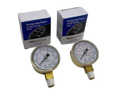 Replacement Gas Cylinder Regulator Gauge Set 200 PSI & 4000 PSI 1/4'' Mount
