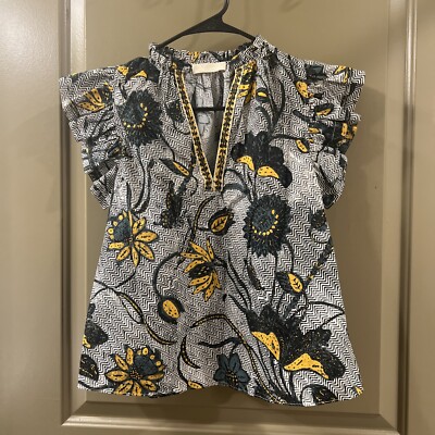 Ulla Johnson 2022 Cotton Ruffle Sleeve Blouse Top Sz 00 (item A52)