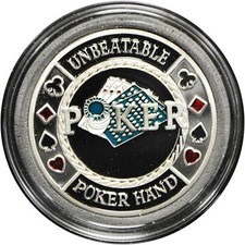 Casino Table Poker Card Guard UNBEATABLE HAND Silver