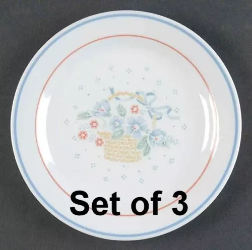 Set of 3 Corning Ware 7 1/4'' Corelle Country Cornflower Salad Plates 7.25''
