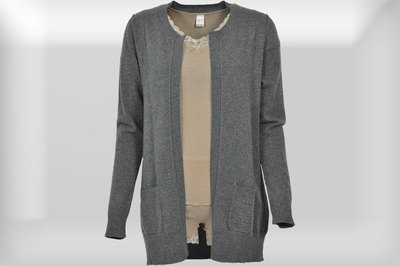 Kaschmir Strickjacke Marke Hemisphere- 100% Kaschmir- Fb grau melange- Gr 38-46
