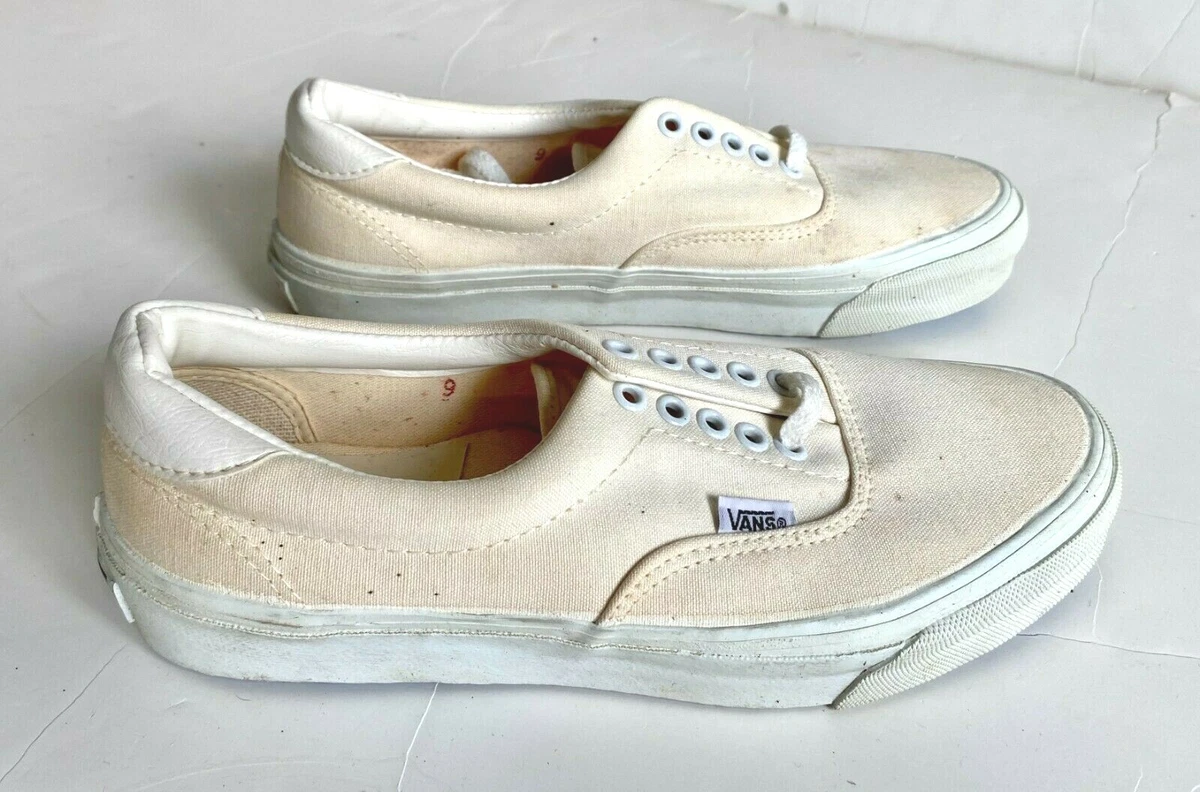 Rare Vintage VANS Authentic ERA White Canvas Lace Up Shoes Low Cut 9 NOS USA