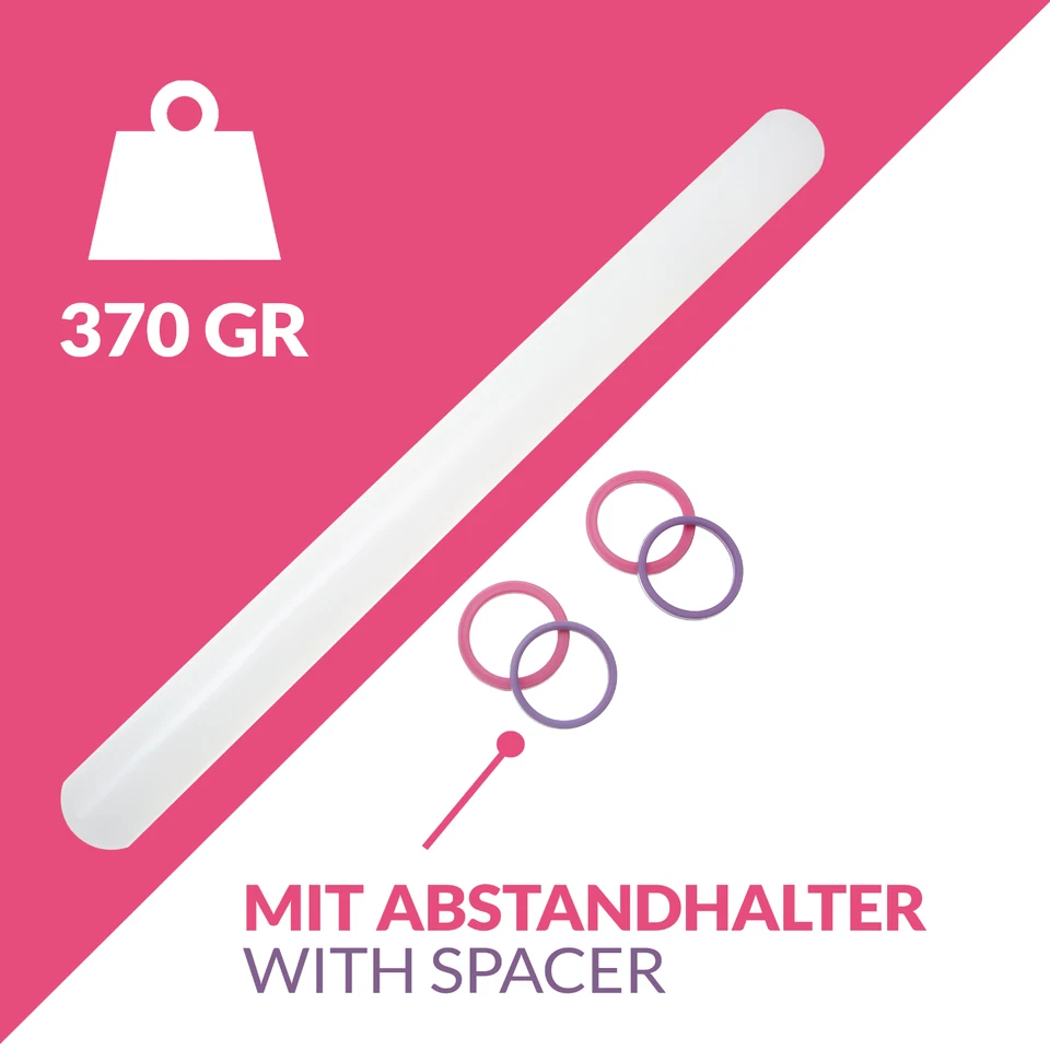 Ausrollstab 50+22cm Teigroller Set Roll Stab Fondant Marzipan Nudelholz Silikon - Bild 3 von 4