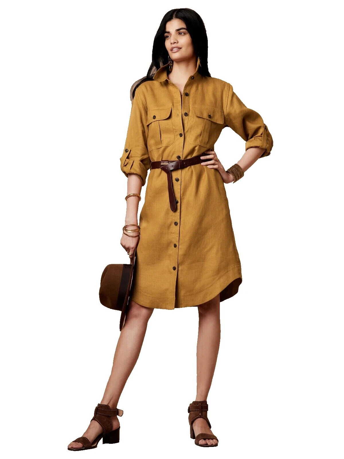 Vestidos de camisa de lino Banana Republic