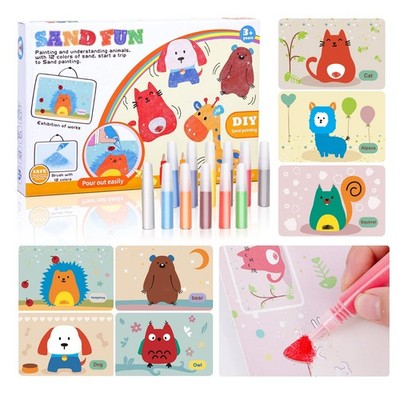 Colorful Sand Art Kit Crafts for Kids Ages 4-8,12 Colored Sands,16 Animal San...