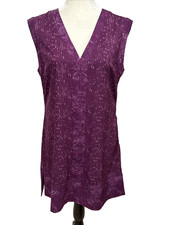 Title Nine Medium Nimblene Tunic Dress V-neck Matrix Dot Purple Lightweight