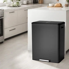 Step Dual Trash Can, 60 L/16 gal Recycle Bins with Lid,2 Removable Wastebusket M