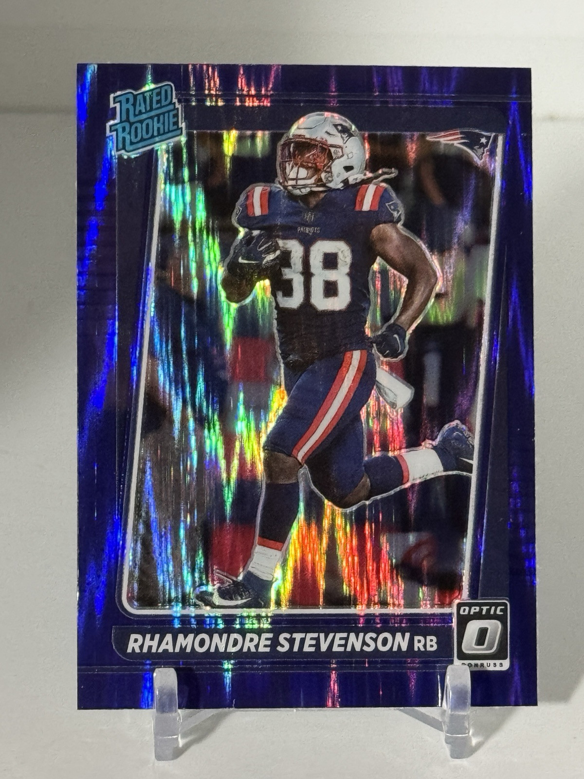 Rhamondre Stevenson 2021 Donruss Optic #237 Purple Shock RATED ROOKIE C381