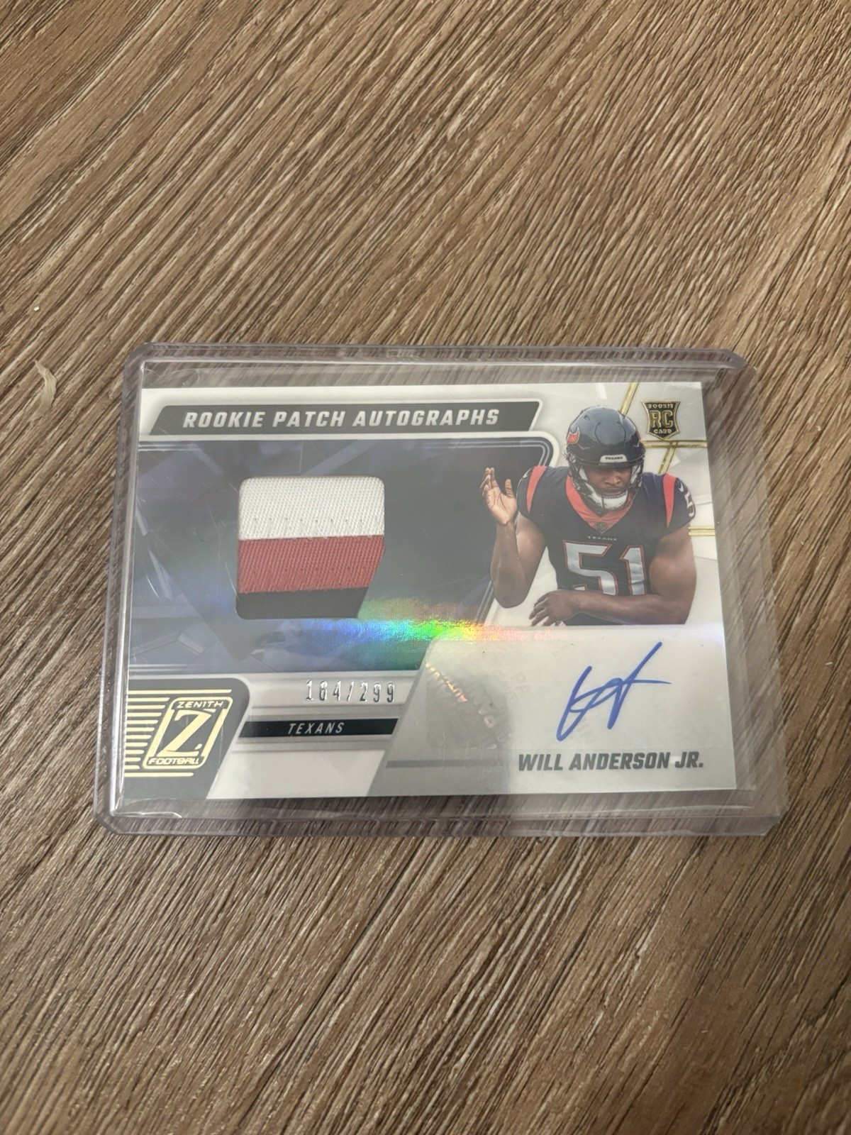 2023 Panini Zenith - Rookie Patch Autographs Will Anderson /299 (AU, MEM, RC)