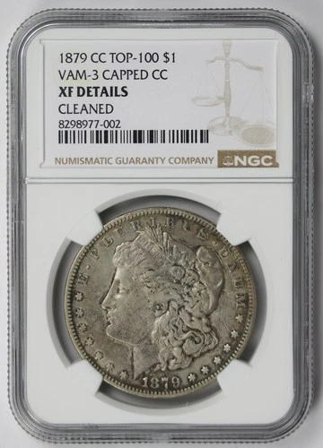 1879-CC VAM-3 Capped CC Top-100 Morgan Dollar Silver $1 XF Details Cleaned NGC