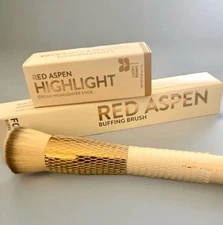 Red Aspen LUCKY PENNY Highlighter Stick & BUFFING BRUSH Lightweight