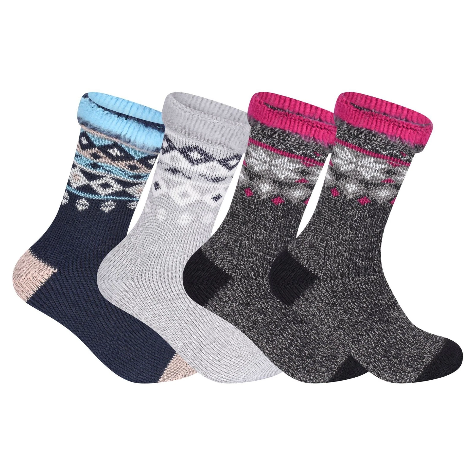Womens funky winter sock design thermal heat Socks 6 Pairs Size 4-8 UK