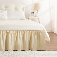 Light Camel Bed Skirting Queen Size Bed Skirt 15 Inch Drop, Wrap Around Elast...