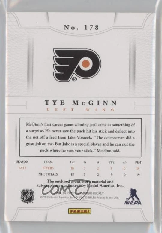 2013-14 Panini Dominion Gold /50 Tye McGinn #178 RPA Rookie Patch Auto RC - Image 2 of 2