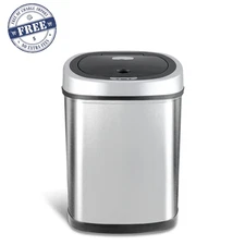 NINESTARS Stainless Steel 11.1-gallon Motion Sensor Trash Can DZT-42-9, Silver