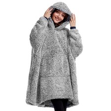 Cozy Sherpa Wearable Blanket Hoodie for Adults Men Gift Idea-Hooded Snuggle B...