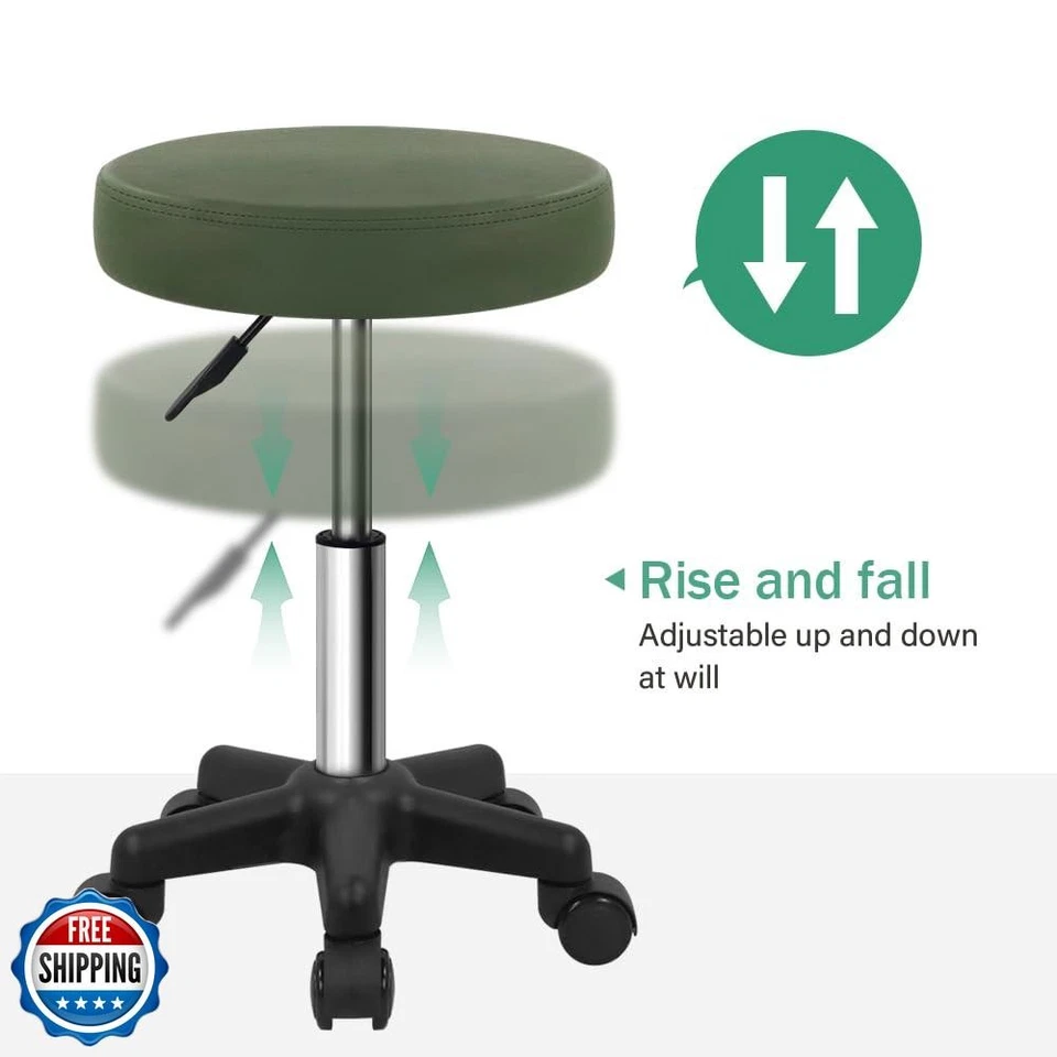 FURWOO Round Rolling Stool Height Adjustable Stool with Wheels for Spa Salon  - Image 3 of 4