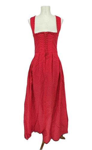 Vintage Wieser Austria Kleid Damen 38 rot Maxi Dirndl Baumwolle Volksfest