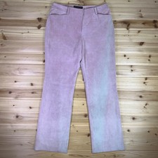 Vintage Bernardo Pants Women 12 Pink Suede Genuine Leather Polyester Lined Flare