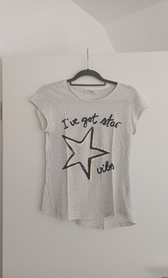 H&M T-Shirt Gr.  170 hellgrau Stern