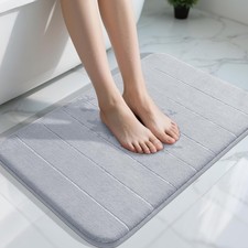 Silver Memory Foam Bath Mat Super Soft Absorbent Bathroom Rug Non Slip 31.5x20