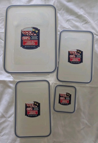 Lock & Lock 4 PC Nesting Foot Storage Containers 4.7 QT 1.1 Qt .85 QT .19 QT Set - Picture 2 of 22
